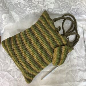 Sac en crochet dégradés de vert avec pochette