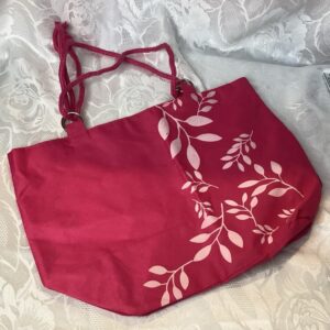 Sac plage rose fleuri