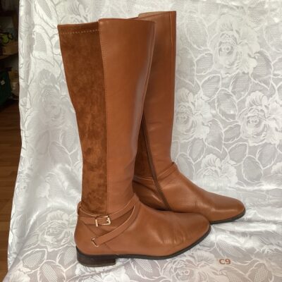 Bottes T40 hautes caramel devant cuir arrière style daim souple cha.c9