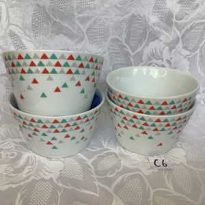 Lot de 2 bols à céréales ou grands ramequins dessert motifs triangle dej.c6