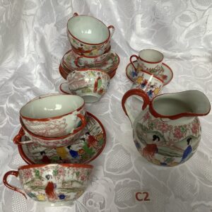 Service à café ou thé motif chinois, porcelaine fine dej.c2