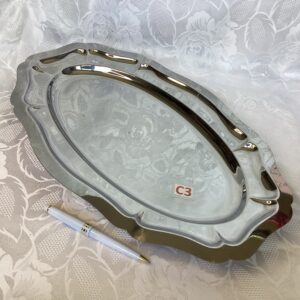 Grand Plat de service métal bord plat Cui.c3