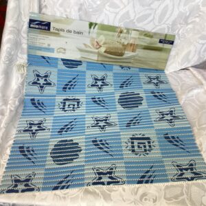 Tapis de bain motifs bleus neuf