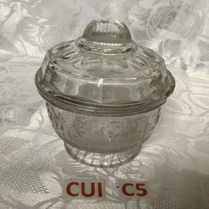Sucrier vintage en verre décoré Cui.c5