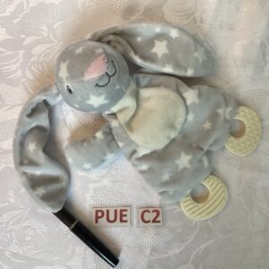 Doudou lapin gris étoilé pue.c2