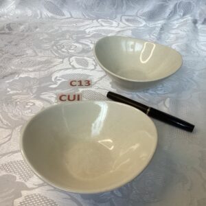 Lot de deux petites coupelles dessert ovales blanches Cui.c13