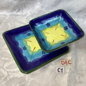 Lot de deux raviers ou vides poches bleu jaune