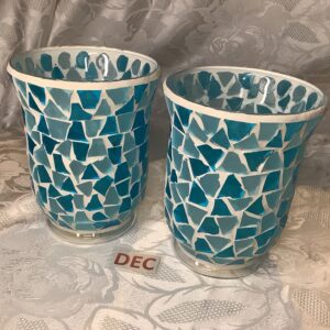 Lot de 2 vases bleus en mosaïque dec.in