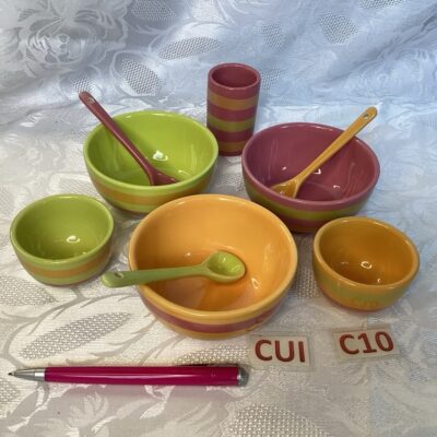 Ensemble service à apéritif vert orage mauve 9 pièces Cui.c10