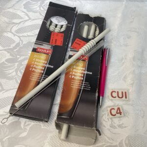 Lot de 4 Pailles lavables avec brosse nettoyante Cui.c4