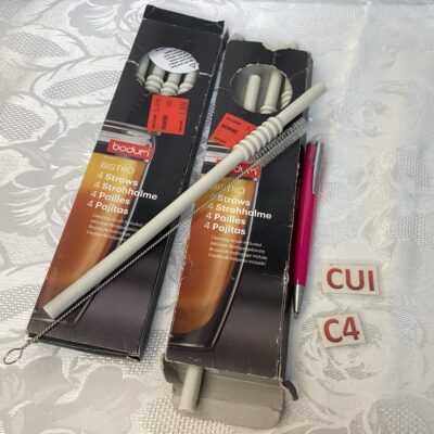 Lot de 4 Pailles lavables avec brosse nettoyante Cui.c4