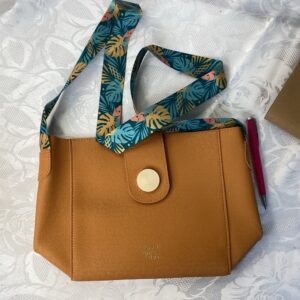 Petit sac neuf anse en tissu imprimé feuillage