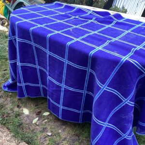 Plaid bleu à carreaux lin.c1