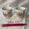 Lot de deux tasses porcelaine fine roses dej.c6