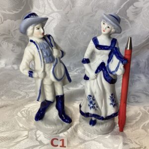 Couple de figurines vintage musicien(ne)s porcelaine dec.c1