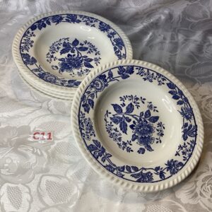 Lot de 5 assiettes vintage motif bleu Cui.c11