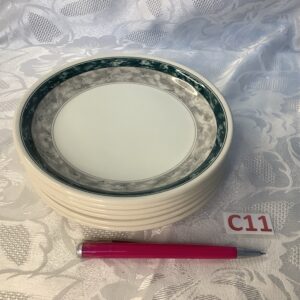 Lot de 6 assiettes a dessert lisere canard et gris Cui.c11