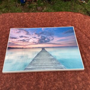 Tableau ponton coucher de soleil