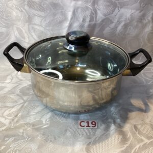 Petit faitout inox et son couvercle verre Cui.c19