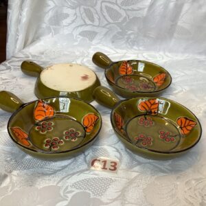 Lot de 4 coupelles apéritives/ ramequins motif lierre orange Cui.c13