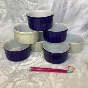 Lot de 7 ramequins beige et bleu Cui.c3