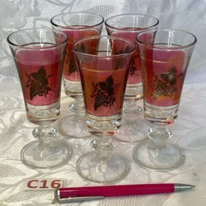 Lot de 5 verres à apéritifs vintage rouge ver.c16