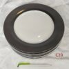 Lot de 8 assiettes blanches avec bords gris foncés Cui.c10