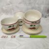 Lot de 4 tasses avec 4 sous-tasses blancs motif cerisedej.c4