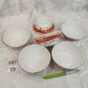 Lot de 6 bols décorés oranges et blancs dej.c5