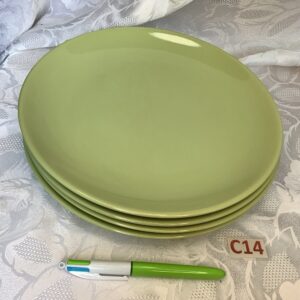 Lot de 4 assiettes plates vertes claires cui.c14