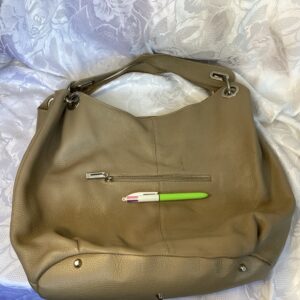 Sac à main gris beige en cuir
