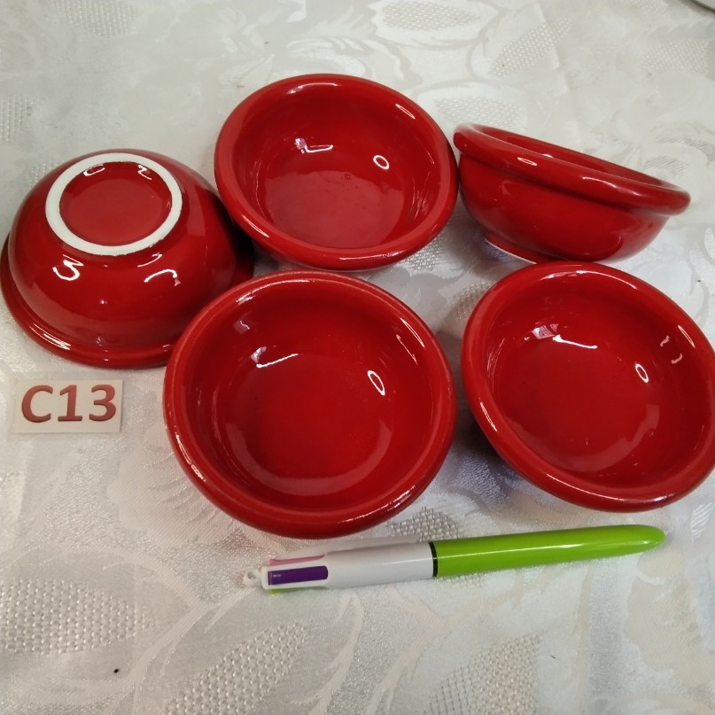 Lot de 5 petites coupelles rouges cui.c13